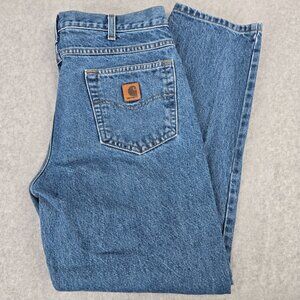 Carhartt Relaxed Fit Jeans Mens 33x30 Fits 32x30 Blue 100% Cotton Denim B17 DST
